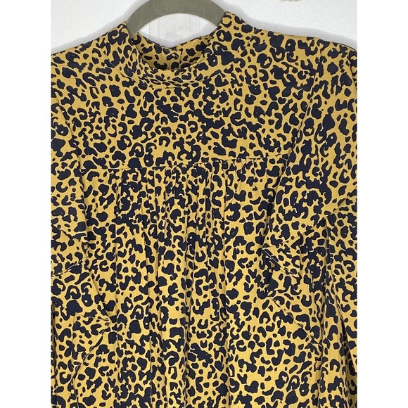 NWT WAYF Womens Pierce Leopard Long Sleeve Mini Dress Small Mock Neck Pockets - Picture 7 of 14